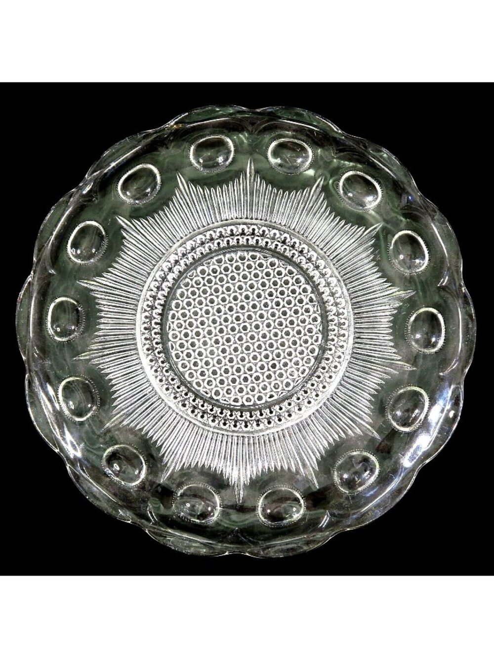 Vintage US Glass Dinner Plate – Manhattan Pattern, Clear, Antique 1902–1919